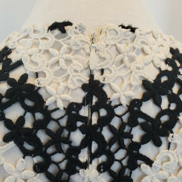 Talbots‎ 8 P Petite Crochet Floral Chevron Shift Dress Black Offwhite - Picture 5 of 9